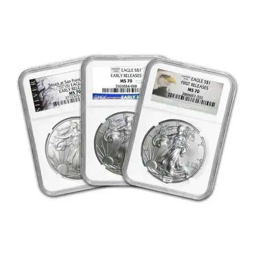 1 oz Silver Eagle NGC/PCGS MS-70 (Year Varies) (4)