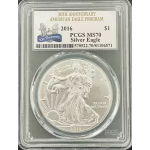 2016 $1 Silver Eagle 30th Anniversary