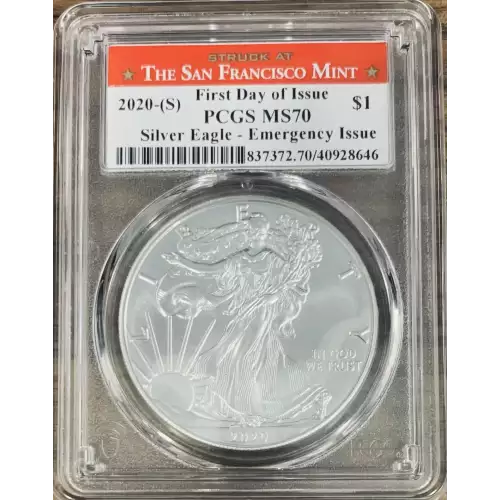 2020-(S) $1 Silver Eagle - Emergency Issue Struck at San Francisco First Day of Issue