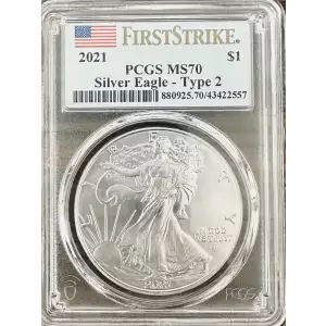 2021 $1 Silver Eagle - Type 2 First Strike