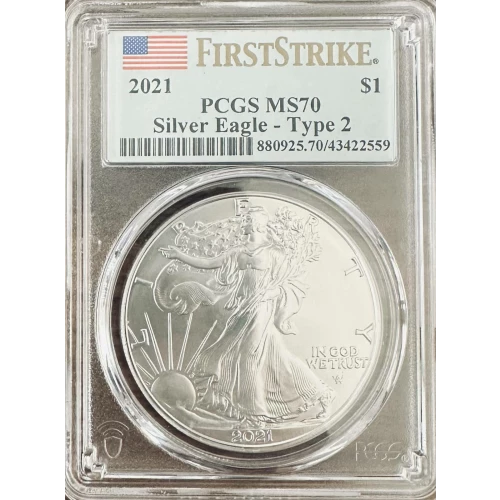 2021 $1 Silver Eagle - Type 2 First Strike