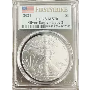 2021 $1 Silver Eagle - Type 2 First Strike