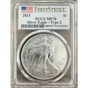 2021 $1 Silver Eagle - Type 2 First Strike