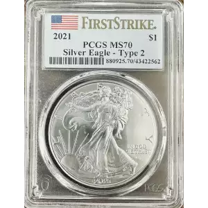 2021 $1 Silver Eagle - Type 2 First Strike