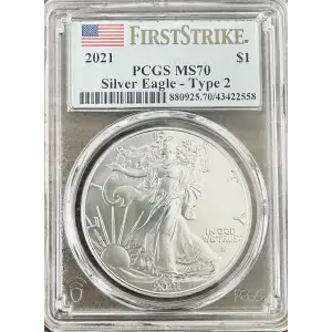 2021 $1 Silver Eagle - Type 2 First Strike