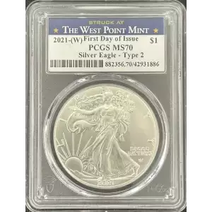 2021-(W) $1 Silver Eagle - Type 2 Struck at West Point First Day of Issue