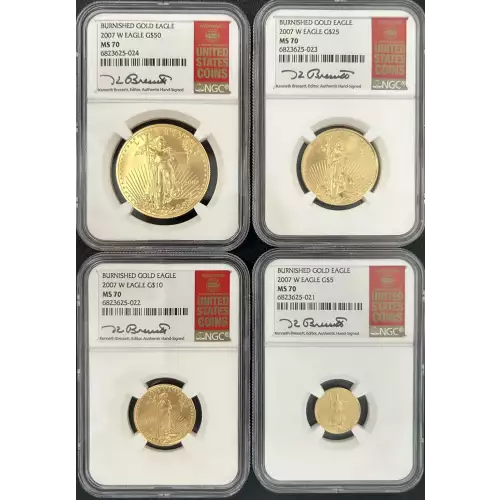 Burnished American Gold Eagle  4-Coin Set ($50, $25, $10, $5)
