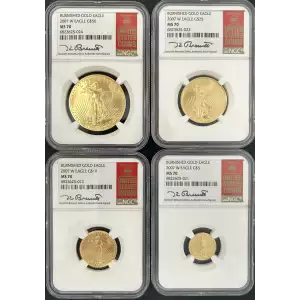 Burnished American Gold Eagle  4-Coin Set ($50, $25, $10, $5)