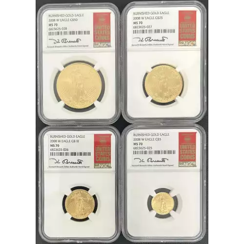 Burnished American Gold Eagle  4-Coin Set ($50, $25, $10, $5)