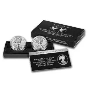 2021 Silver American Eagle 2-Coin Designer Reverse Proof Set (w/Box & COA)
