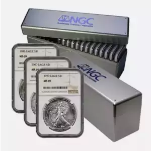1986-2025 1 OZ AMERICAN SILVER EAGLE SET OF 41 COINS NGC MS69 (3)